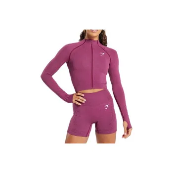 GYMSHARK VITAL SEAMLESS 2.0 Jackets Coats Women's Plum Pink Mud Gray Stone