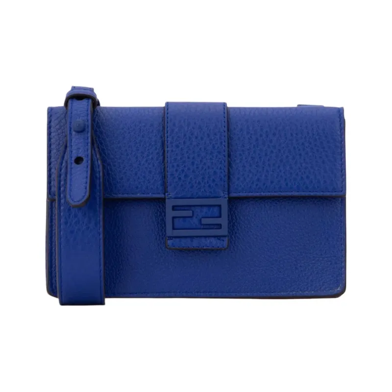 FENDI Baguette Calfskin Baguette Bag Clutch Shoulder Bag Crossbody Bag Regular Men's Blue-0