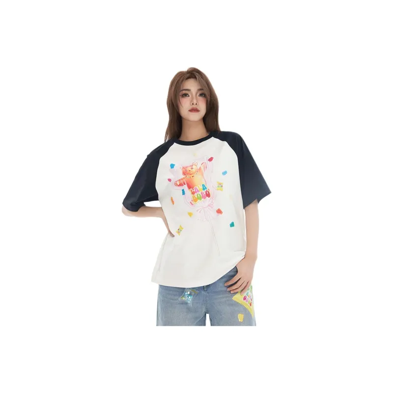 LALABOBO Raglan Sleeve T Shirt Women's Ecru-0
