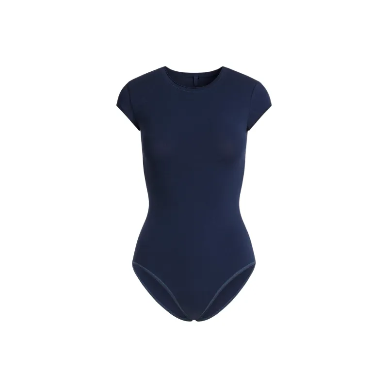 SKIMS SS25 COTTON JERSEY T SHIRT BRIEF BODYSUIT Bodysuits Women's NAVY/Marine Blue-0