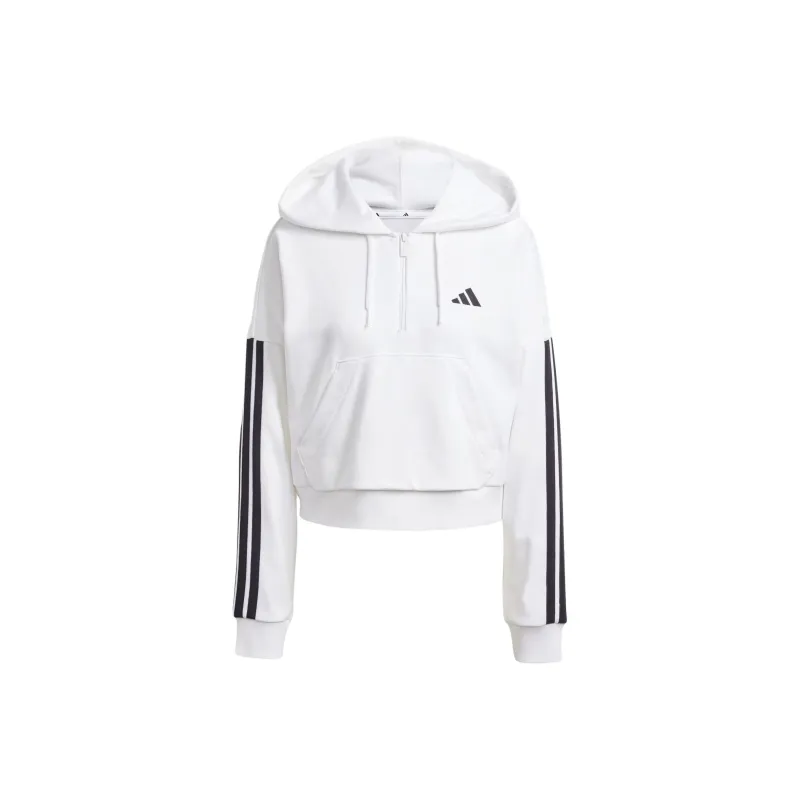 Adidas ESSENTIALSSportswear FW24 3 Stripes French Terry Quarter Zip Sweatshirt Women's White/Black-0