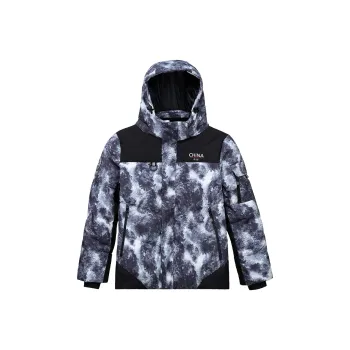 Tectop Down Jacket Women's Black Gray Print