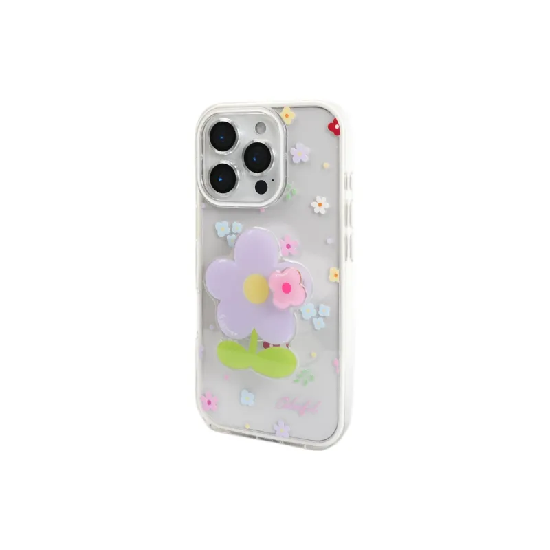 Wei Xin Acrylic Material Multicolor Floral Stand Phone Cases Compatible With IPhone 16/15 Pro Max/Apple 13/14 Pro/Max-2