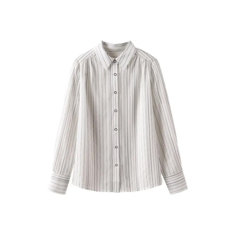 MAIGRE SIMHAT Shirt Women's Black White Stripes-0