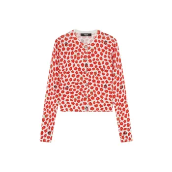 VERSACE Floral Printed Button Up Cardigan