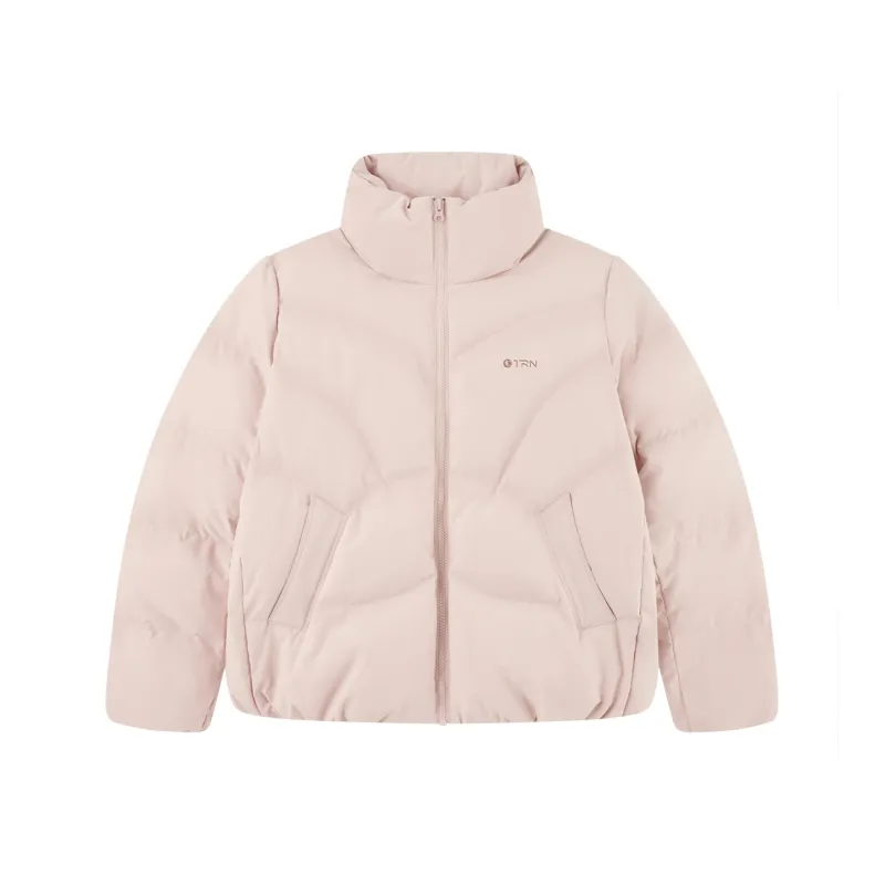 QIAODAN Variety Training Collection Down Jacket Women's White Peach Pink-0