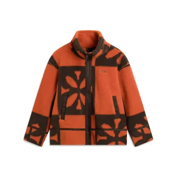 LiNing Sports Life Collection Cashmere Sweater Women's Ochre Orange Ceramic Print