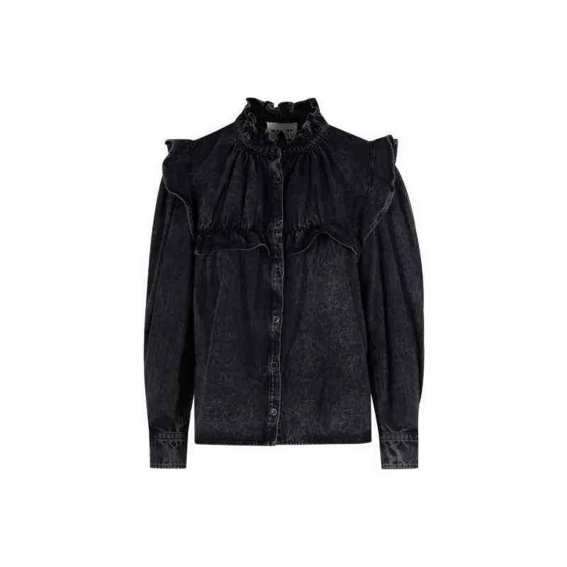 ISABEL MARANT ETOILE Idety Ruffled Denim Shirt-0