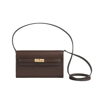 HERMES Kelly To Go Evercolor Calfskin Shoulder Bag Women's 44 Moka Mocha