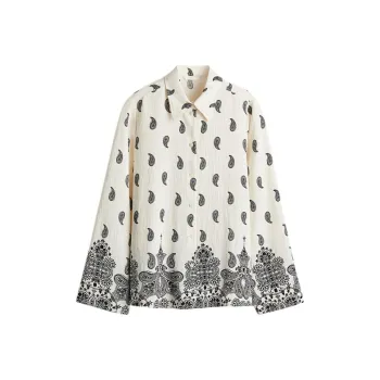 H&M Shirt Women's Cream/Paisley Pattern
