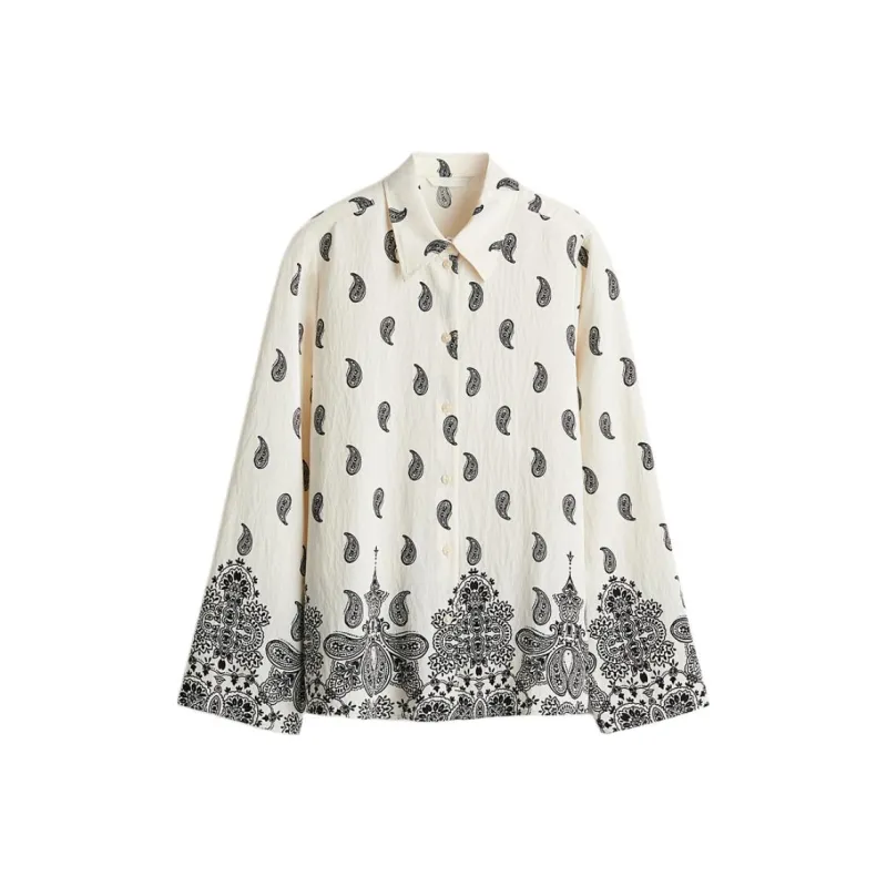 H&M Shirt Women's Cream/Paisley Pattern-0