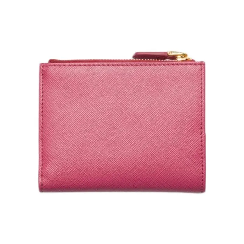 PRADA Saffiano Calfskin Wallet Small Size Women's Burgundy Pink-2