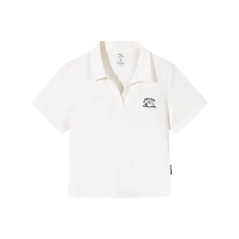 Anta x HAIBAOKANKAN,LIANMINGKUAN Life Collection Polo Shirt Women's Ivory White-0
