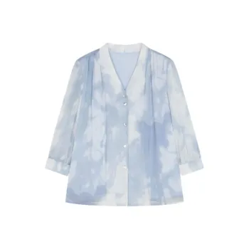 IHIMI Shirt Women's Blended Blue
