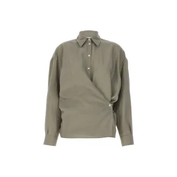 Lemaire Straight Collar Twisted Shirt 'Light Misty Grey'