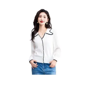 Love Elaine Spring Fall Knitwear Women's White