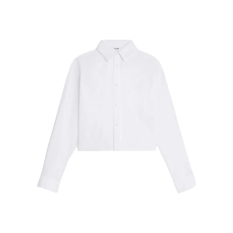CELINE Cropped Shirt In Striped Cotton-0