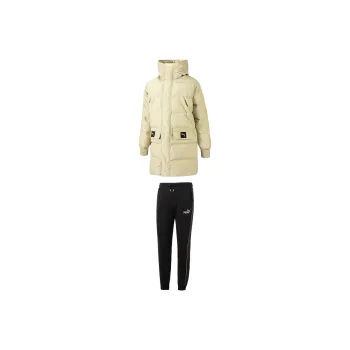 PUMA Casual Sportswear Men Set Khaki Down Jacket+Black Pants