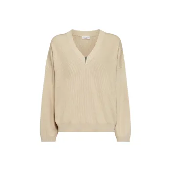 Brunello Cucinelli Monili Embellished V Neck Jumper