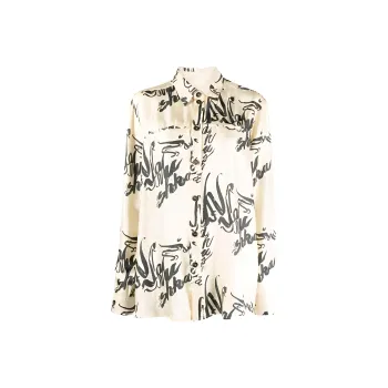 NANUSHKA Calligraphy print Silk Shirt