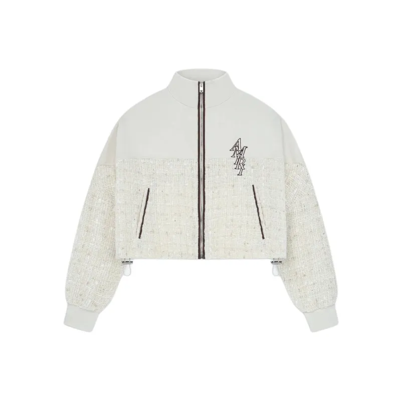 AMIRI SS24 Boucle Hybrid Track Jacket Jackets & Coats Women's White-0