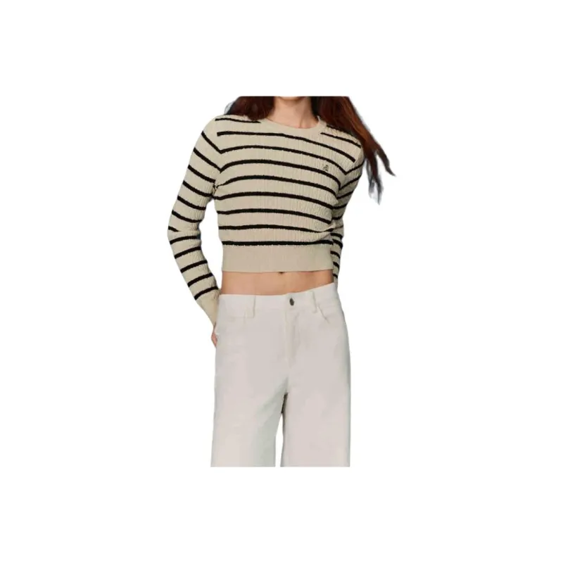 URBAN REVIVO Knitwear Women's Ecru Stripes-0