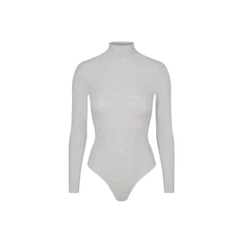 SKIMS FW24 COTTON RIB TURTLENECK BODYSUIT Bodysuits Women's Light Heather Grey/Ash Gray