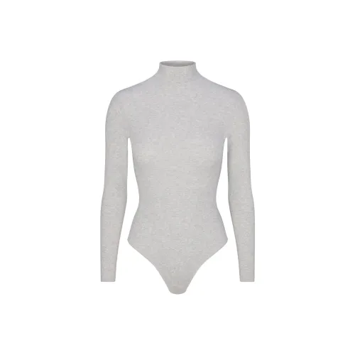 SKIMS FW24 COTTON RIB TURTLENECK BODYSUIT Bodysuits Women's Light Heather Grey/Ash Gray