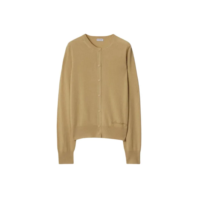 Burberry Logo embroidered Cashmere Cardigan-0