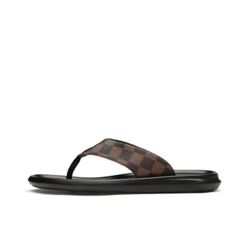 Dunnu Rubber Sole Leather Patchwork Quiet Flip Flops Men's