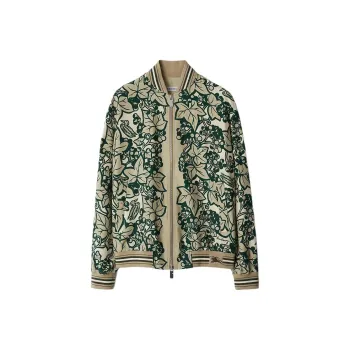 Burberry Ivy Leaf-print Silk Bomber Jacket