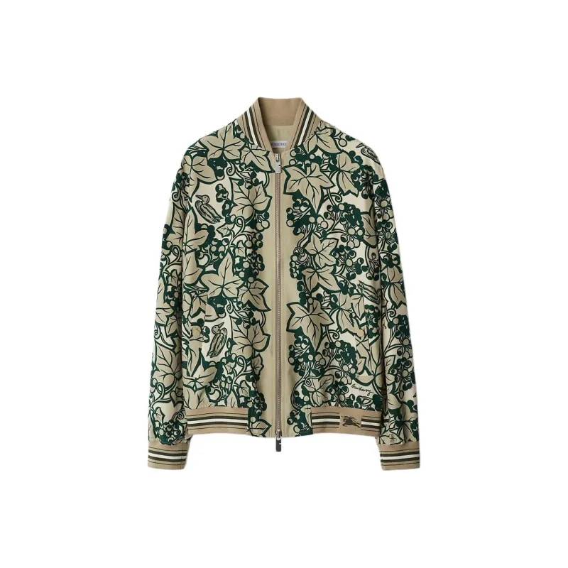 Burberry Ivy Leaf-print Silk Bomber Jacket-0