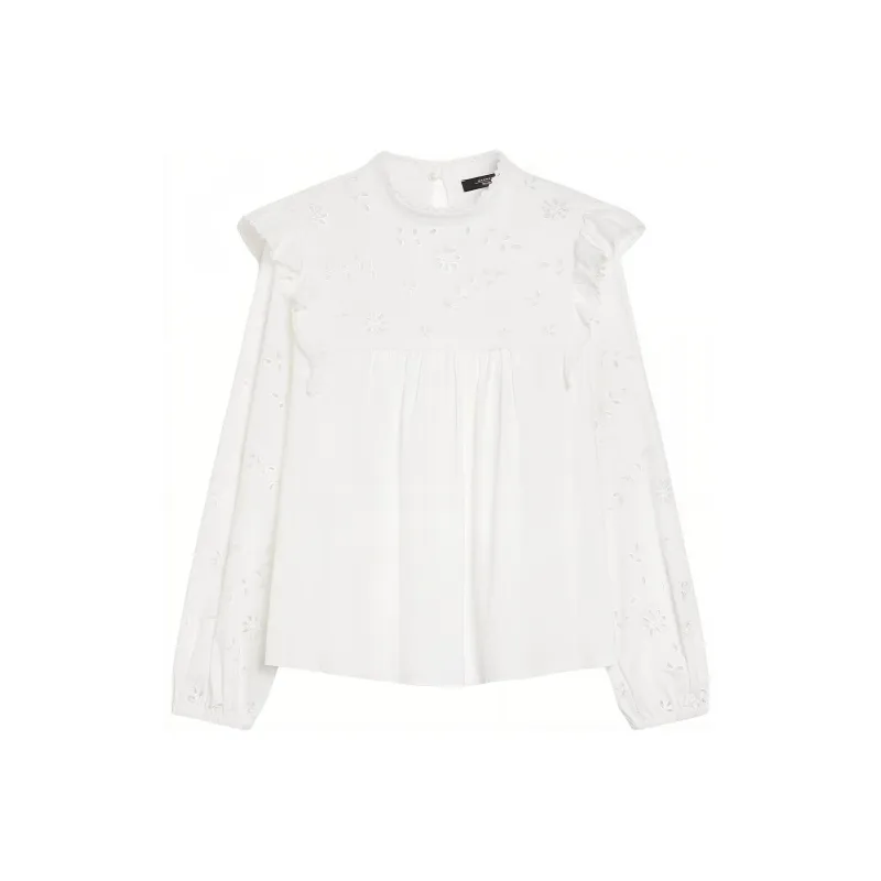 WEEKEND MaxMara Embroidered Ruffled Top-0