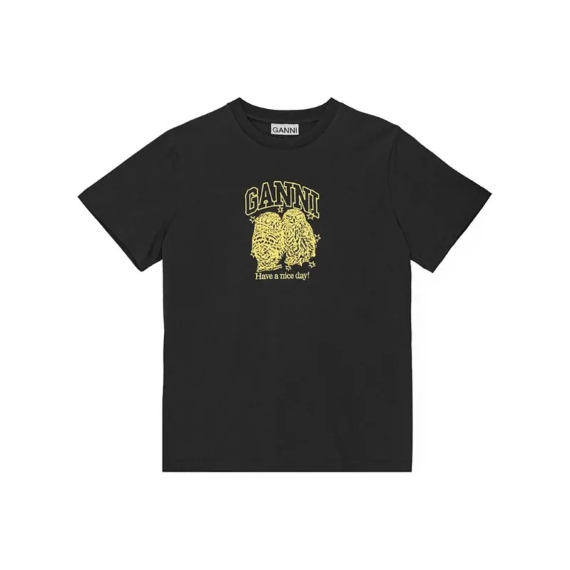 GANNI Jersey Owls T shirt-0