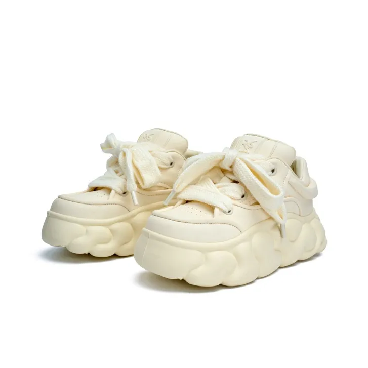 R6 Height Increasing Slip Resistant Low Top Skateboard Shoes Women's Ecru-2