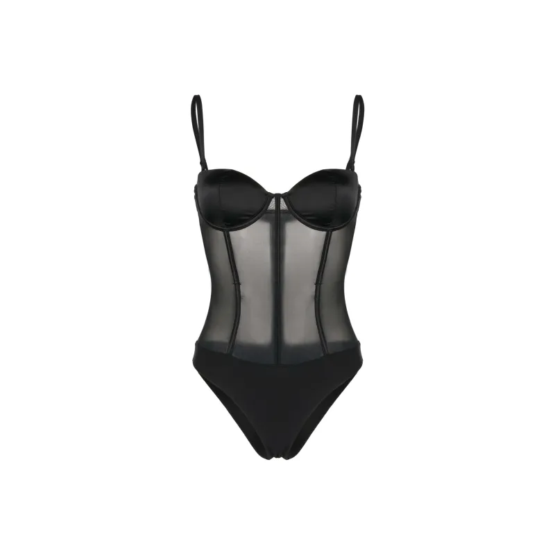 Fleur Du Mal Zip up Mesh Bodysuit-0