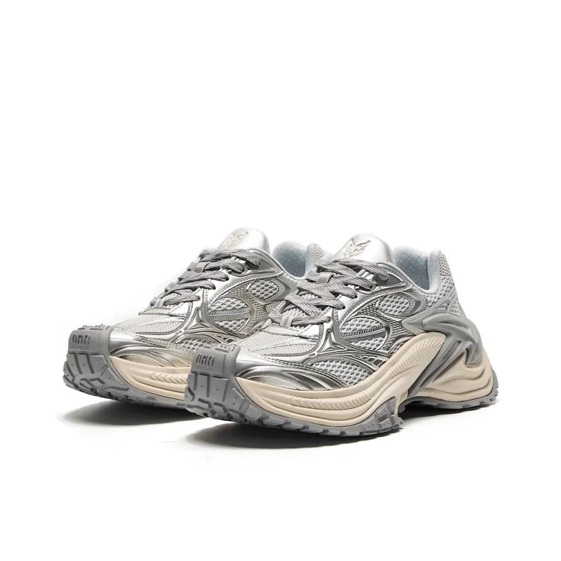 OGR Abrasion Resistant Height Increasing Rebound Low Top Running Shoes Unisex Silver Blue OG Grey-2