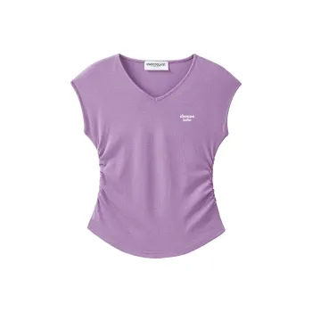  CHOCOOLATE Flutter Sleeve T Shirt Women's PPX/Purple