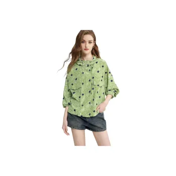 TOUCH Shirt Women's Green With Ecru Stripes