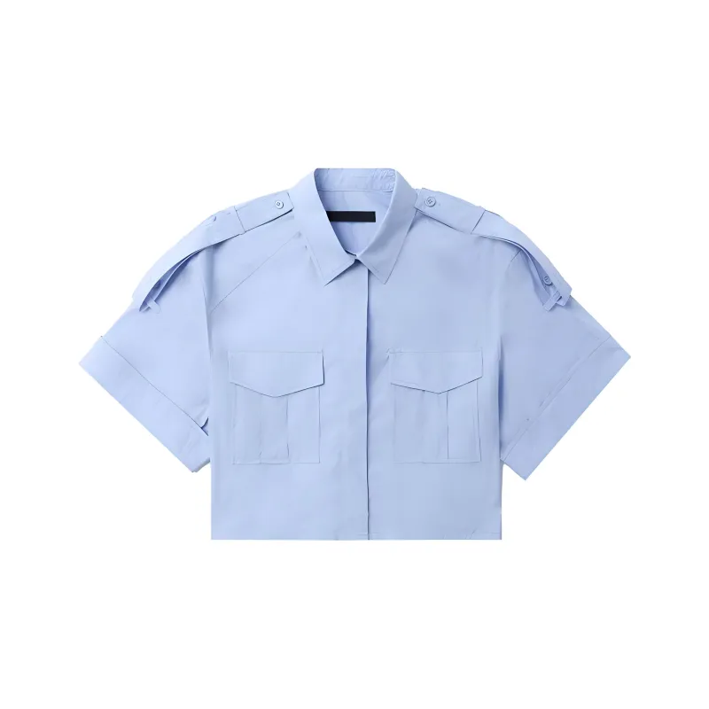 JUUN.J Cropped Oversize epaulette Shirt-0