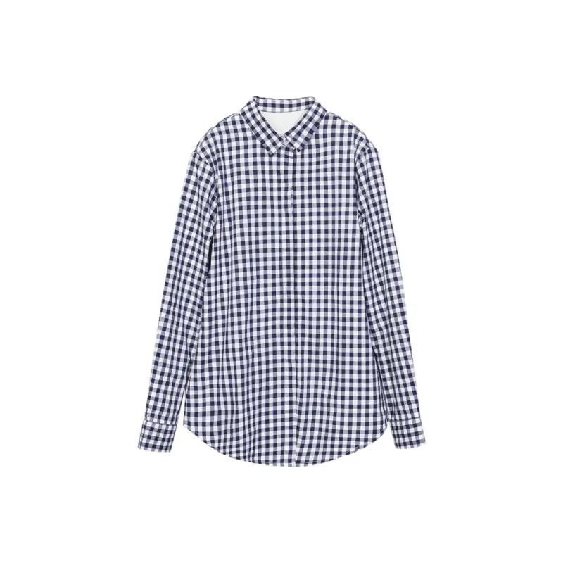 Lucybaily Shirt Women's Blue White Plaid-2