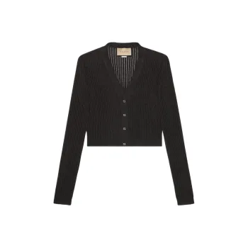 GUCCI Metallic-Threading Cropped Cardigan