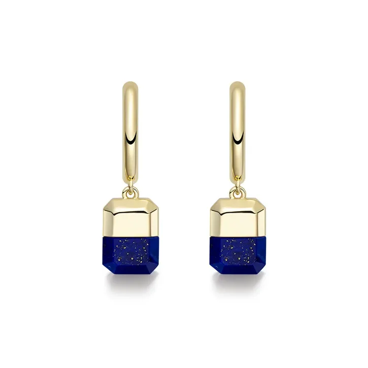 HEFANG Candy Series Copper Alloy Lucky Sugar Cube Hoop Earrings Women's-7