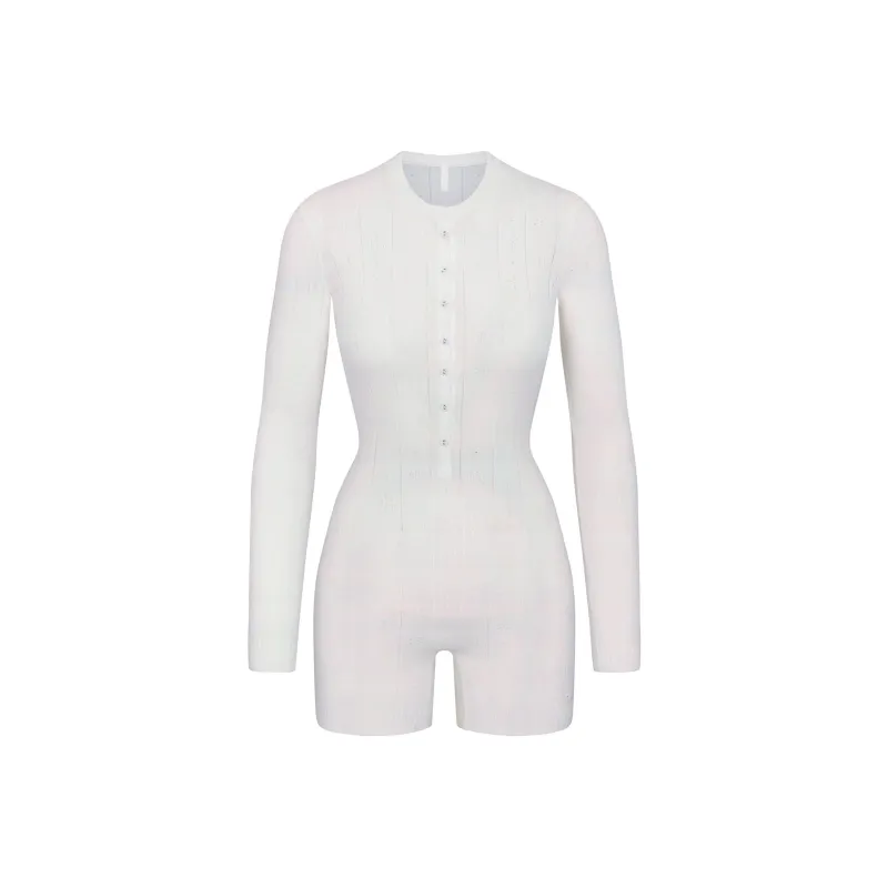 SKIMS FW24 Fake Day Collection Sweater Poinelle Onesie Bodysuits Women's MARBLE/Marble Color-0