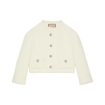 GUCCI Button Up Cropped Tweed Blazer