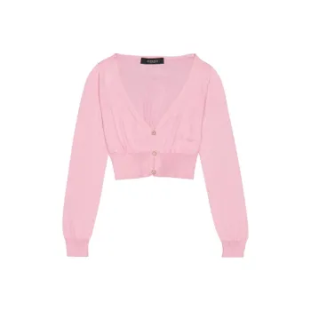 VERSACE Cropped Silk Cardigan 'Fuchsia'