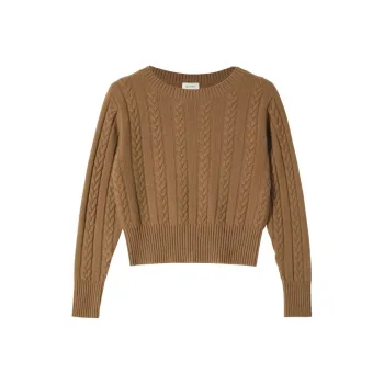 LILIXIUKE Fall And Winter Cardigan Sweater Women's Toffee Color