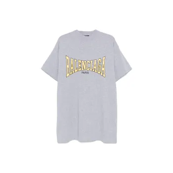Balenciaga Oversized T Shirt 'Heather Grey/Yellow'