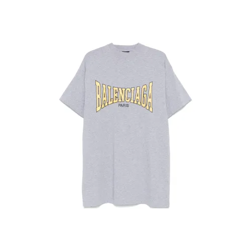 Balenciaga Oversized T Shirt 'Heather Grey/Yellow'