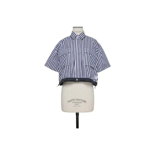 Sacai Thomas Mason Poplin Shirt 'Navy Stripe'